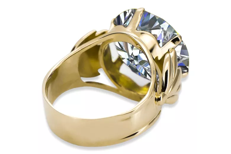 Винтаж украшения Кольцо Циркон 14-кв Желтое золото vrc029y